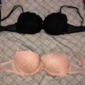 Black Lace Bra. Pink Lace Bra
